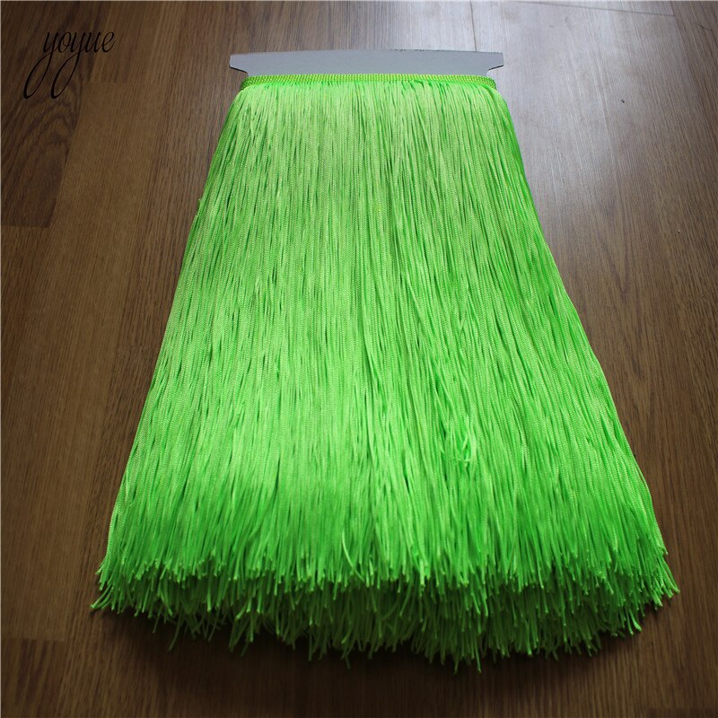 YOYUE 1 Yard 30CM Lange Kant Fringe Trim Tassel Fringe Trimmen Voor Diy Latin Jurk Stage Kleding Accessoires Kant lint: fluorescent green