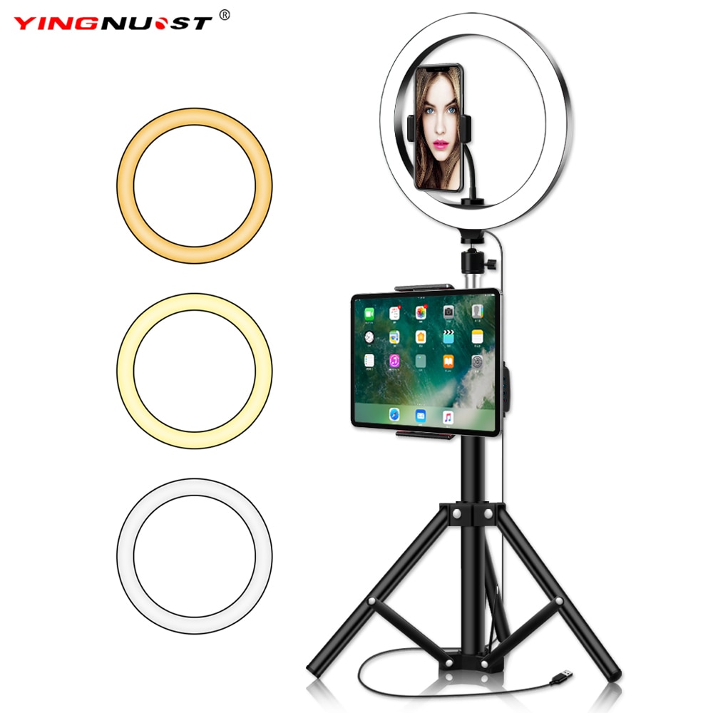 10 zoll Ring Licht Mit Stativ Telefon Halter Für iPad Fotografie Studio Video LED Ring Lampe 5600K Mit USB Stecker Für Make-Up