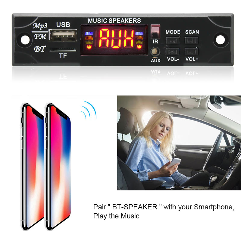 VIRE Bluetooth 5.3 Odtwarzacz MP3 Dekoder Moduł 5V/12V Kolorowy ekran Car Audio USB TF FM Moduł radia z pilotem zdalnego sterowania