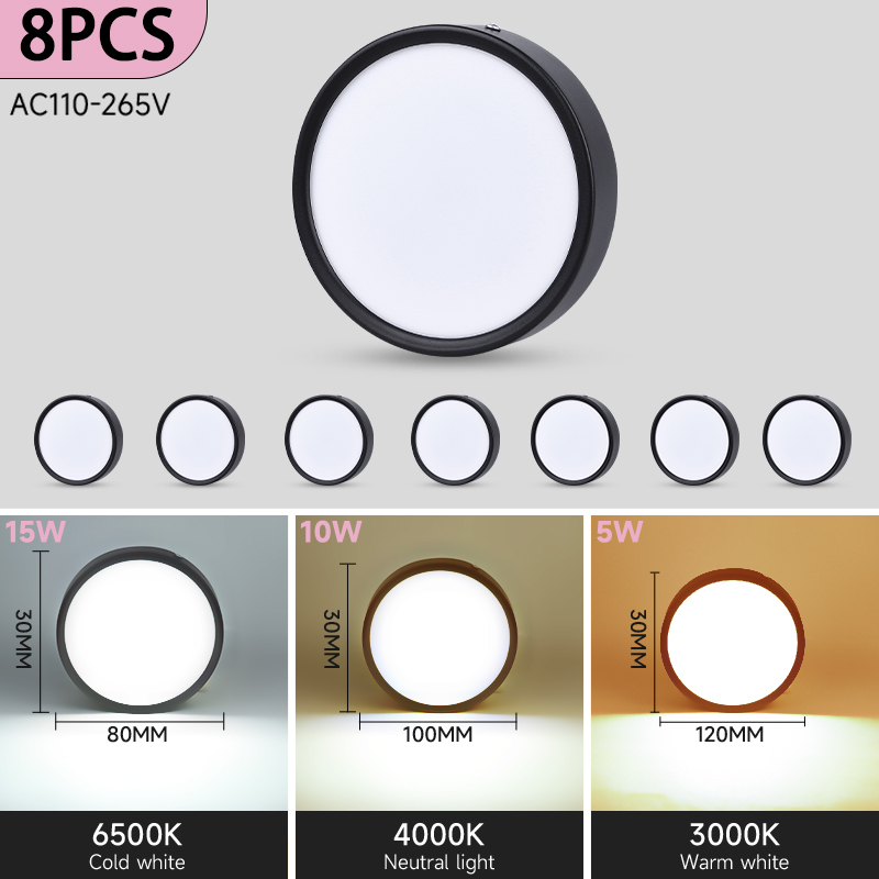 Spot Led Ceiling Light Fixture AC220V Downlight Led Ceiling Lamp Surface Mounted Spotlight for Living Room Bedroom Decoratio: WHITE / 5w / black