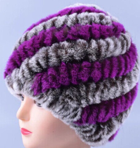 Dames RealRabbit bontmuts harige gebreide muts warme muts ski schedel cap