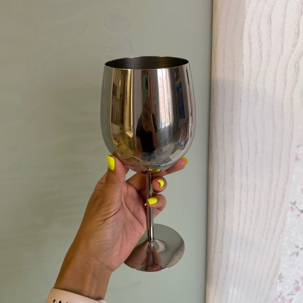 Stainless Steel Red Wine Goblet Bar Party Beer Juice Drink Champagne Cup Rust Resistant Durable Easy to Clean Party Supplies: silver 17cm