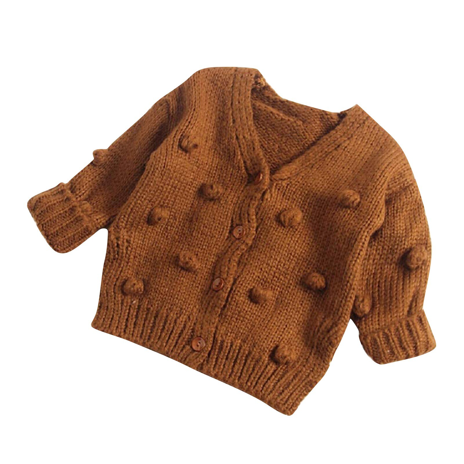 Jaqueta de inverno bebê Roupa Do Bebê Do Bebê do Inverno Da Menina Casaco Camisola Botão Cardigan de Malha de Manga Longa Crianças куртка для девочки:  Brown / 18-24 M