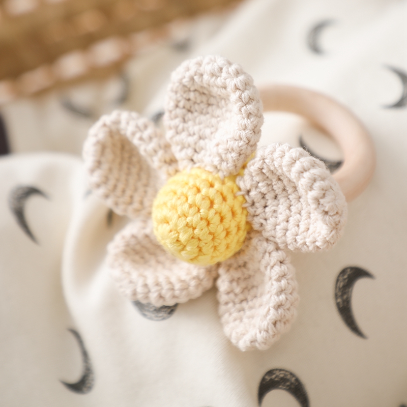 Sonajeros para bebé, sonajero de flores de ganchillo, anillo de madera, mordedor para bebé, roedor, gimnasio infantil, sonajeros móviles, juguetes educativos para recién nacidos, , 1 ud.