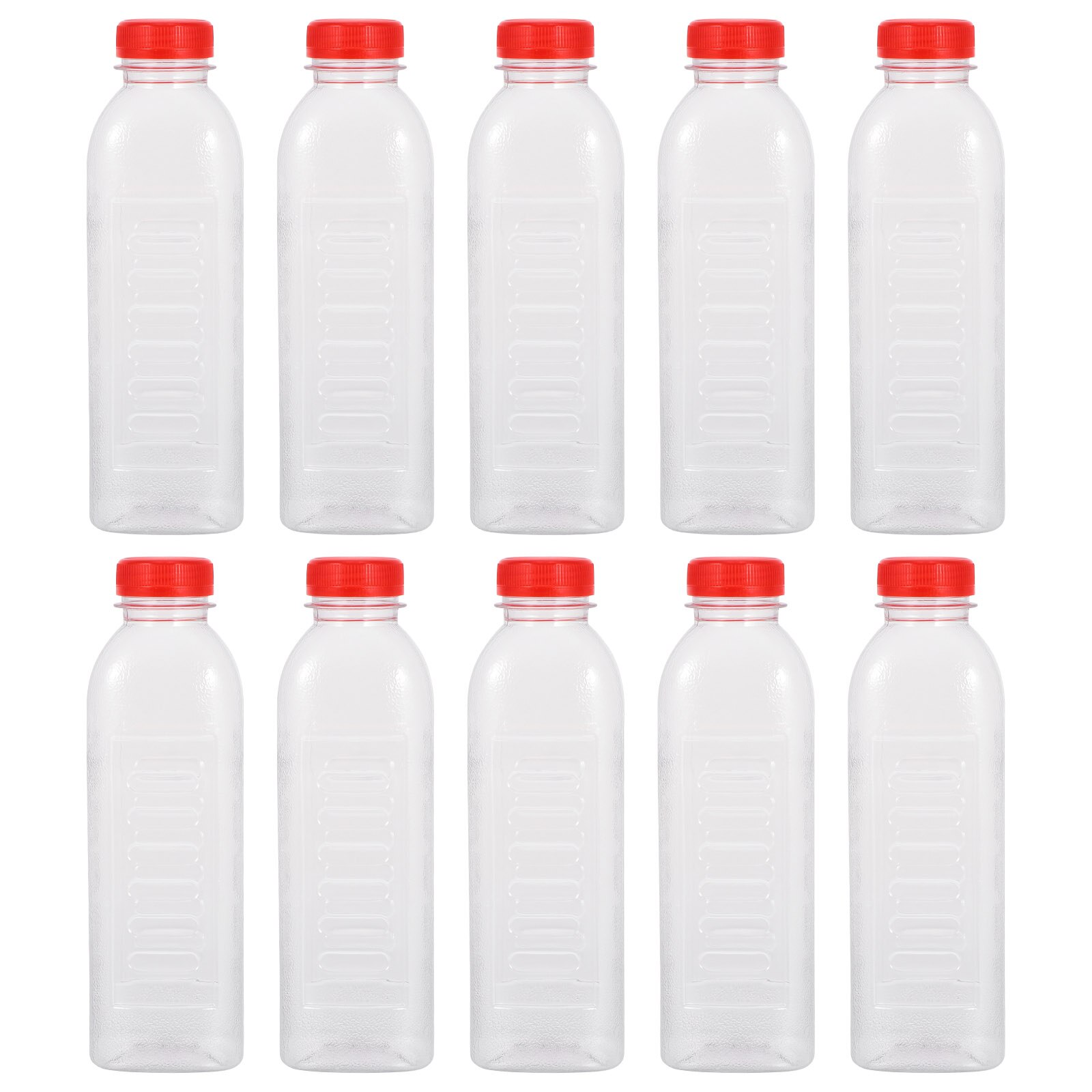 Botellas Vacías de plástico desechables, botellas transparentes con escala, 500ml, 10 Uds.