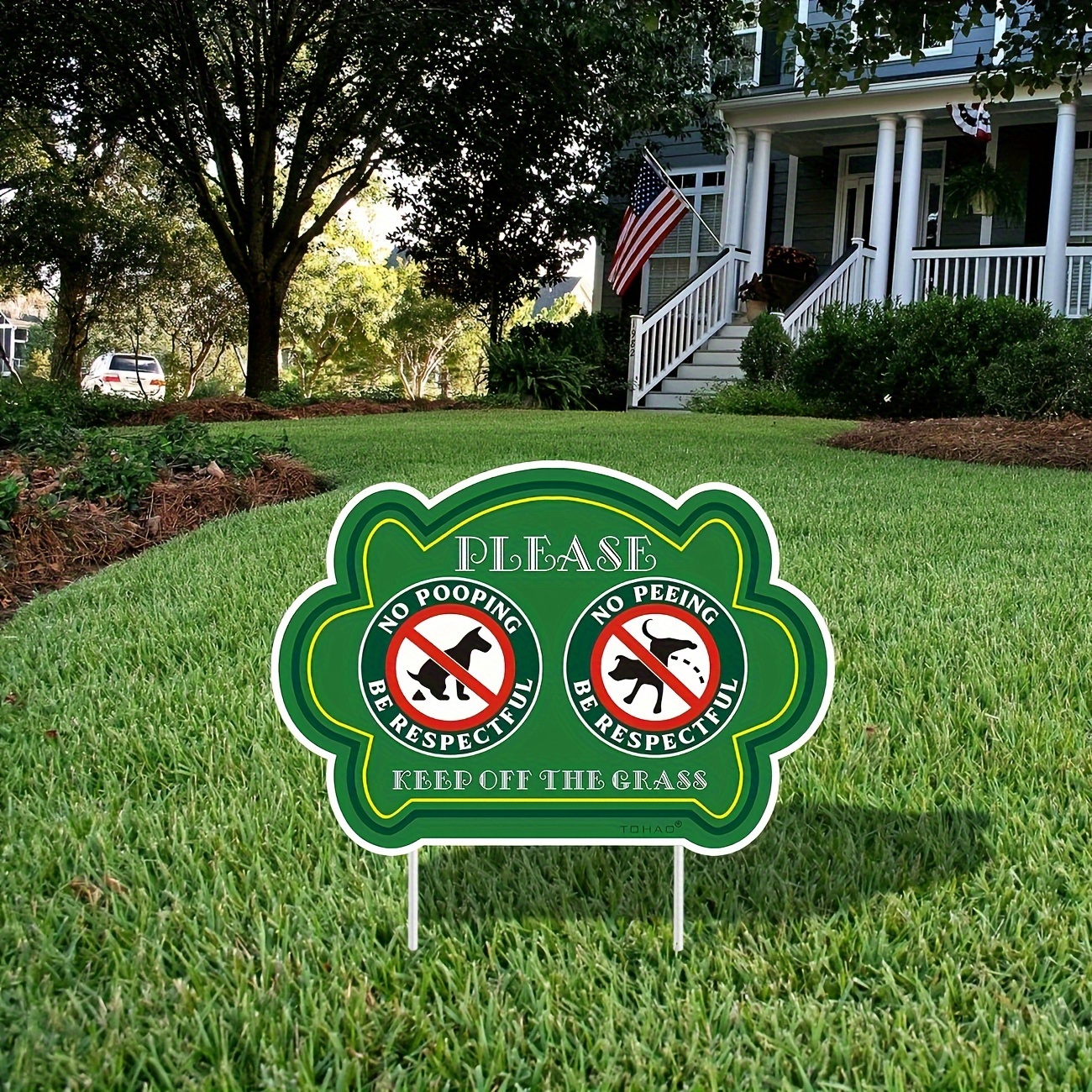 2 Pack No Peeing and No Pooping Dog Sign Please Be Respectful Keep Off The Grass Yard Signs UV Protected & Waterproof, Outdoor