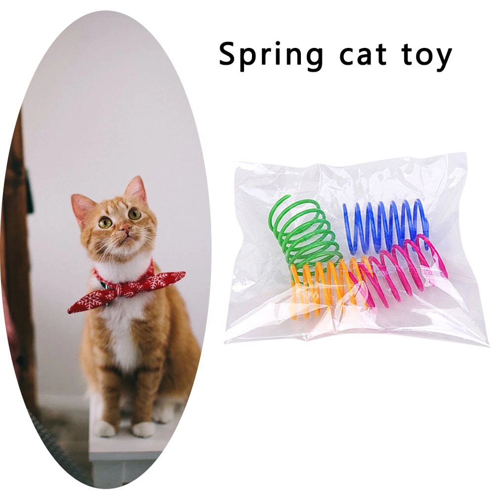 4 pièces en plastique ressort chat jouet coloré bobine spirale ressorts animal de compagnie Action large Durable interactif jouet accessoire pour animaux de compagnie