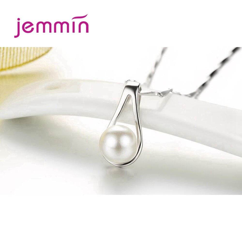 925 Sterling Silver Pendant Necklace Hoop Earrings Jewelry Set For Women Party Jewelry Trendy Style Pearls