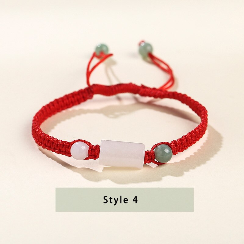 JD Glück rot Seil Armbänder Natürliche Jade Pixiu Gold Farbe Tibetischen Buddhistischen Knoten Einstellbare Charme Armbinde Für Frauen Männer 1 stücke: Stil 4