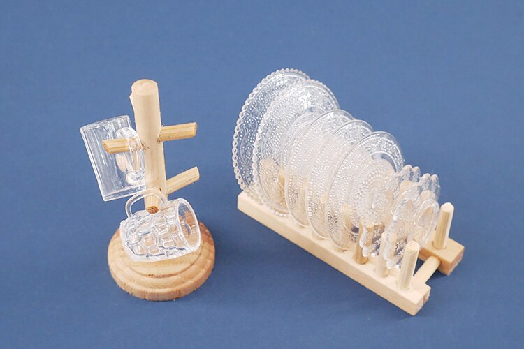 1: 6 doll house model furniture accessories ob11 mini model dish rack solid wood (need to assemble by yourself)