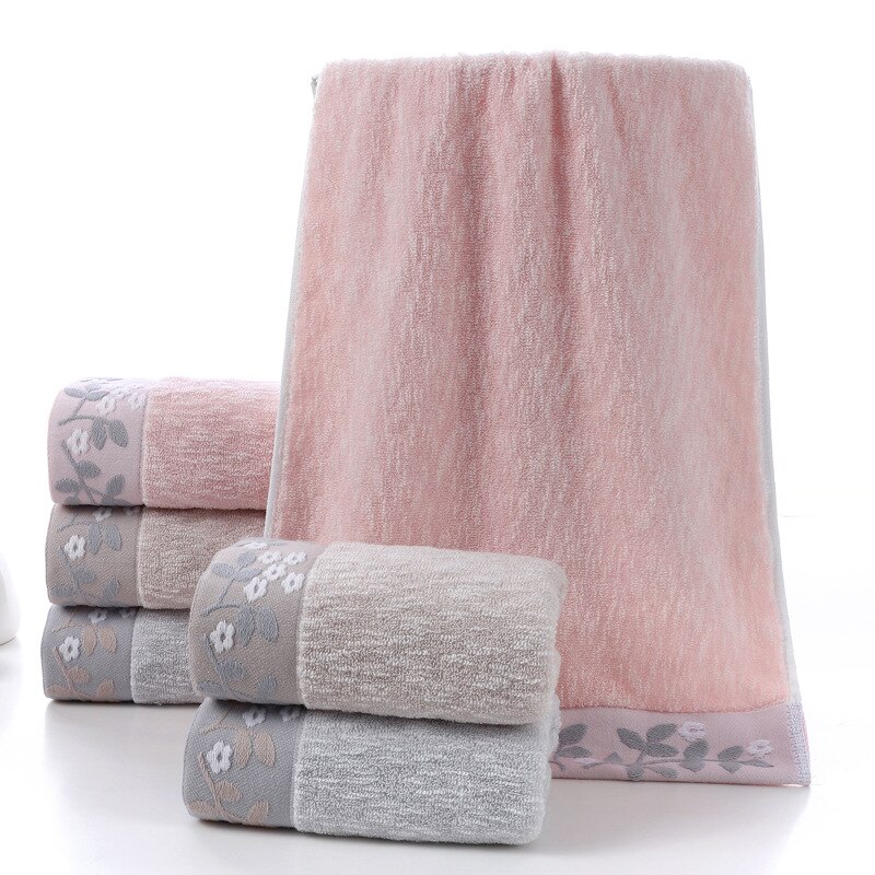 T248A Goede Water Absorberende Bruid Grown Roze Grijs Bloemen Patroon Sneldrogende Dikke Gezicht Handdoek