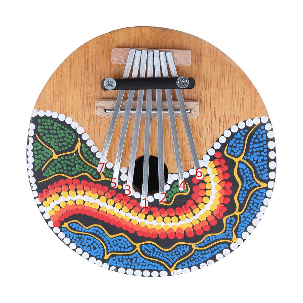 7 nøkkel kalimba farget tegning kokosnøtt skall tommel piano mbira naturlig kokosnøtt skall finger piano mini musikkinstrument