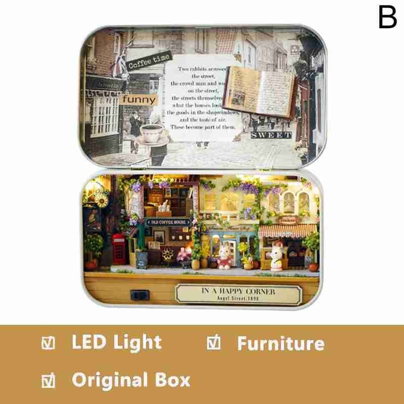 1pcs 3D Doll House Handmade Box Theatre Miniature Box Cute Dollhouses Assemble Kits Toys: B