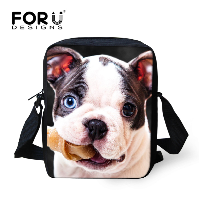 FORUDESIGNS-Bolsa de mensajero con de perro Pug para hombre y mujer, Mini bandolera de poliéster, informal, portátil, para niños y niñas