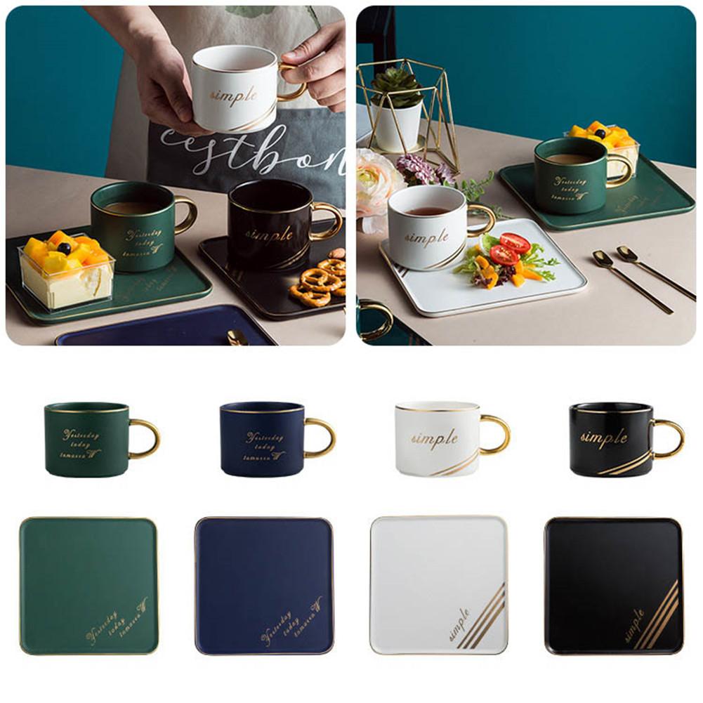 nordisch Keramik Kaffeetasse Platte Löffel einstellen Multi-zweck Cafe Nachtisch Tablett Hotel Heimat Restaurant Geschirr