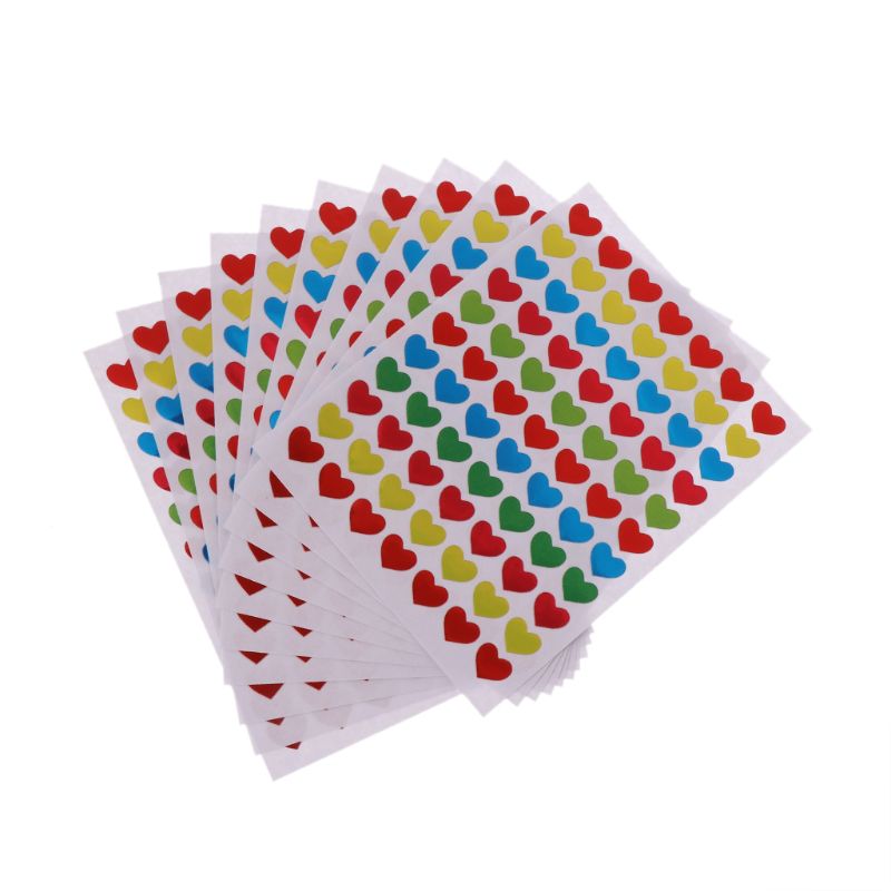 10 Sheets Heart Stickers Love Decorative Sticker Envelopes Cards Craft Scrapbooking Party Favors Prize Class Rewards: 6