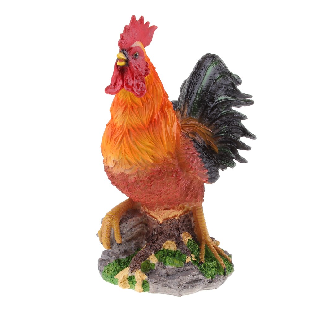 1pc Red Resin Chicken Rooster Decorations for Garden Home Yard