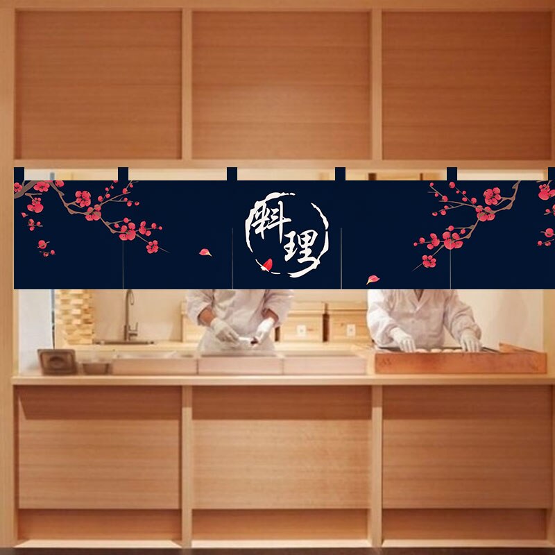 Japansk dør gardin skillevæg kort gardin sushi butik multi-åbent gardin dekoration stof gardin køkken gardin