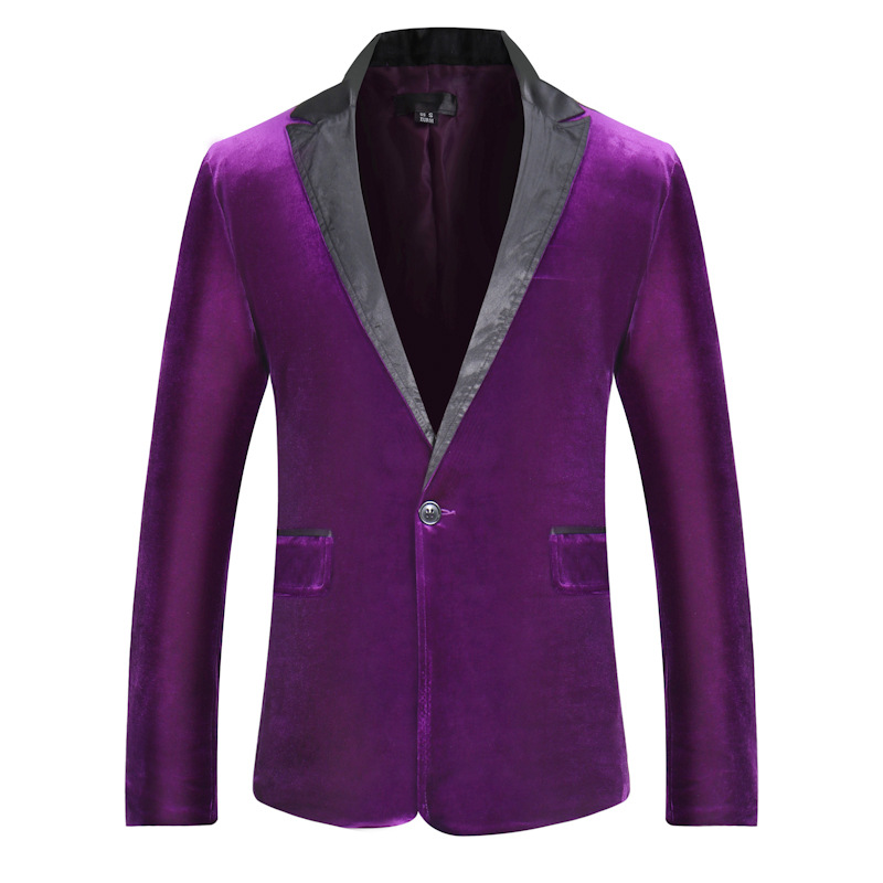 Paars Fluwelen Pak Blazer Mannen Brand Slim Fit Single Button Mens Blazer Jacket Zaken Formele Jurk Blazers Voor mannen