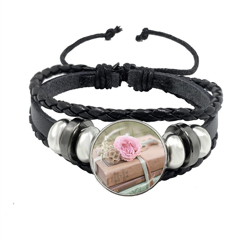 Pulsera de cuero para hombres y mujeres, brazalete de , accesorios de joyería, de escritor, Biblioteca de libros, profesor y estudiante: 4