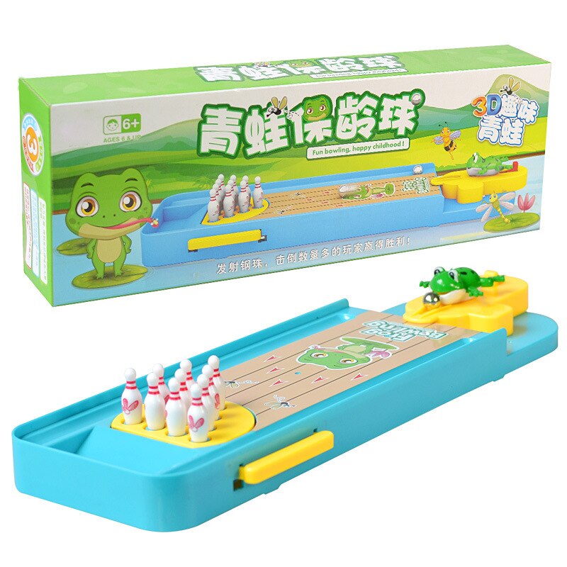 1 Set Desktop Gaming Toy Frog Bowling Indoor Outdoor Interactive Game Finger Catapult Educational Toy For Children