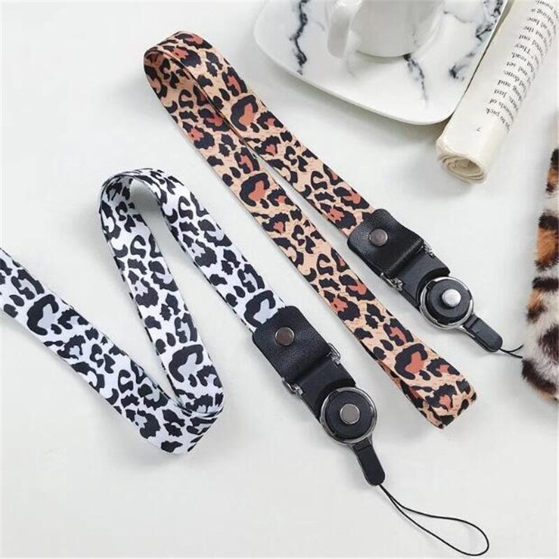 UVR Mobile Phone Straps Leopard print Phone holder Key Lanyard Cheetah ID Badge Holders Animal Phone Neck Straps with Keyring