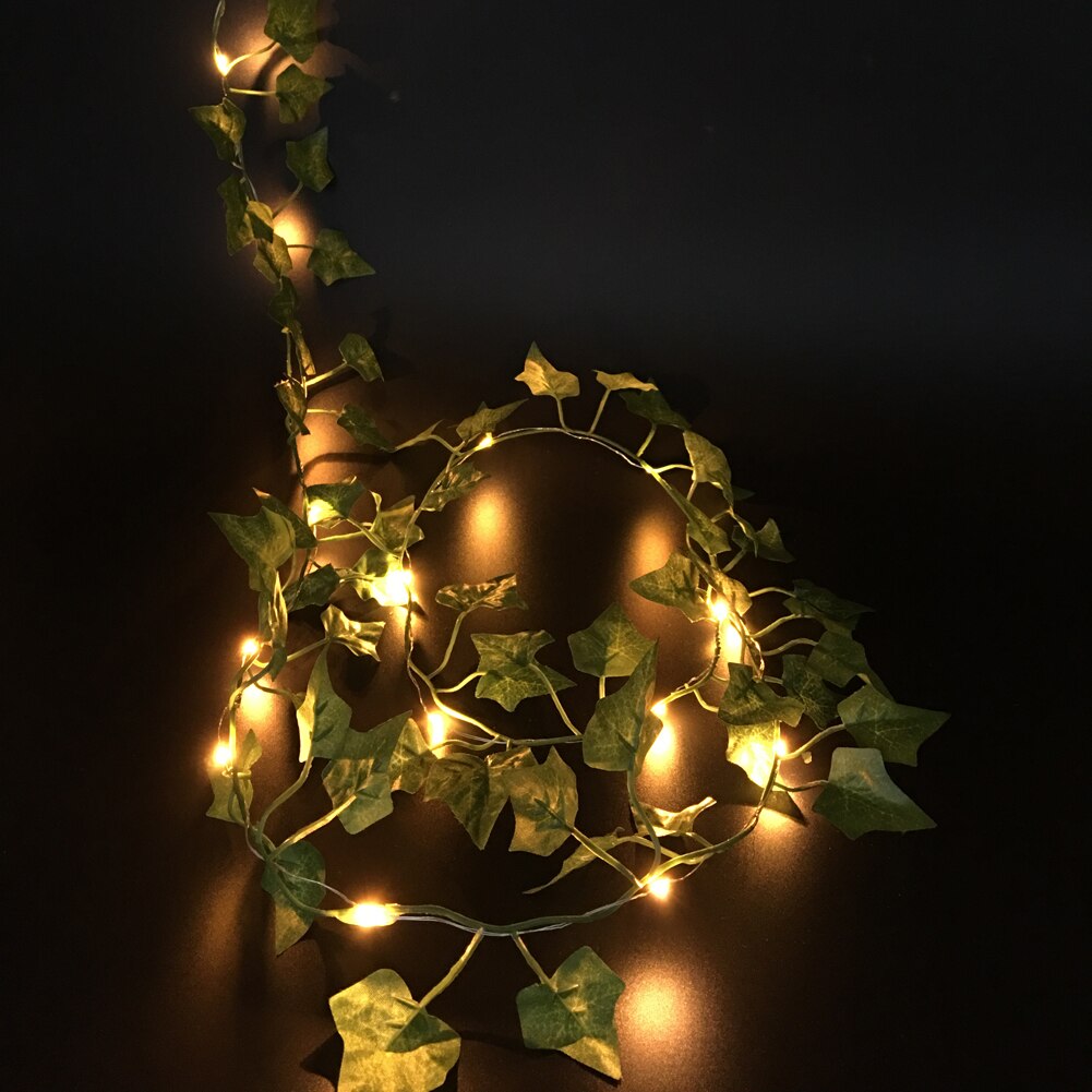 2m/ 20 led kunstige planter streng lys grøn blad efeu vin fe lys streng ahorn blade lampe krans gør-det-selv hængende belysning: Gul
