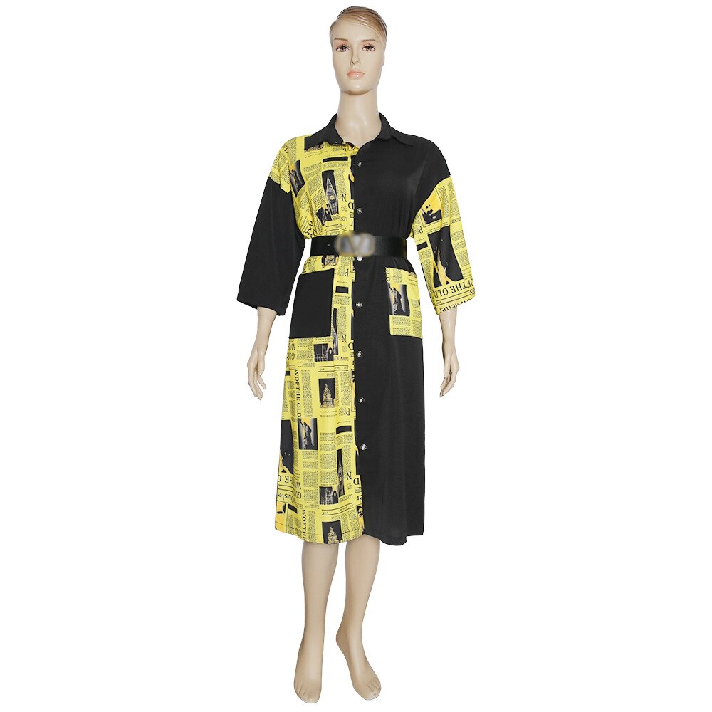 Print Afrikaanse Jurken Voor Vrouwen Vetement Femme 3/4 Mouw Jurk Afrikaanse Kleding Dames Mode Dashiki Afrika Shirt Jurk