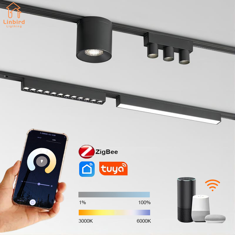 ST1 série Smart TUYA ZIGBEE éclairage sur rail magnétique en aluminium Ultra mince 6mm aucune cellule requise haute dureté luminaire Flexible moderne