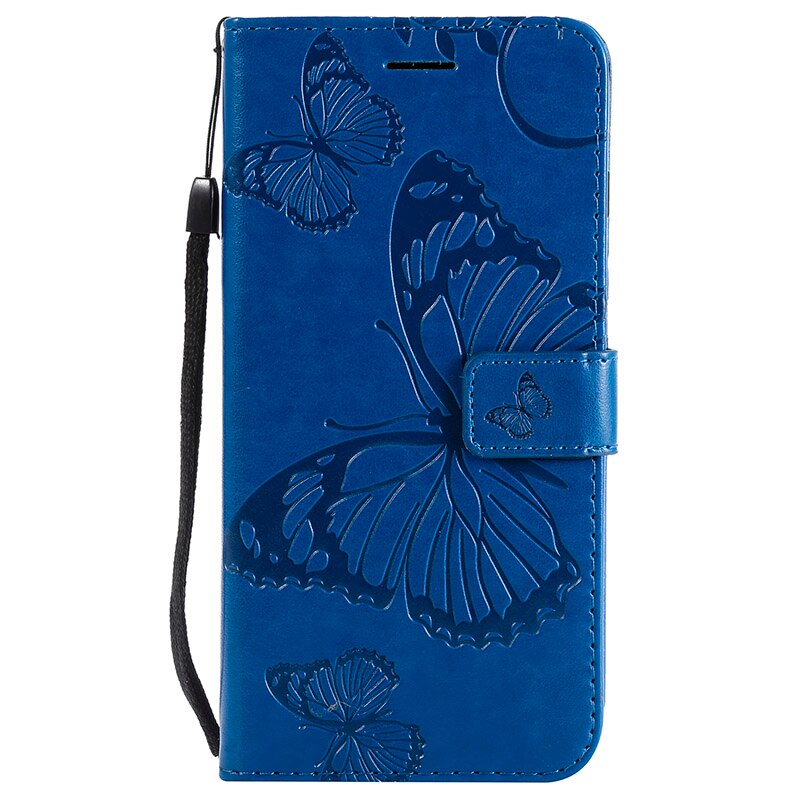 For Huawei Honor 7S 5.45" Honor Play 7 Flip Leather Luxury Case Honor7s Embossed 3D Butterfly Wallet PU Phone Cover Card Holder: Honor 7s 5.45-inch / Blue