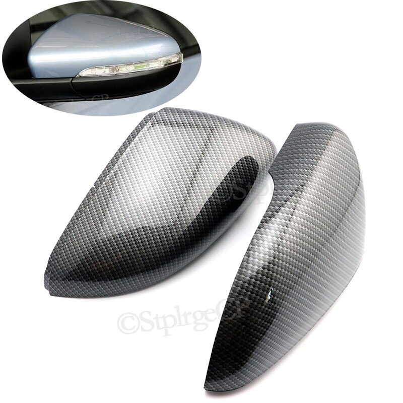 2 stk. sidespejl dæksler til vw golf 6 gti 6 golf 6 r mk6 r20 touran par vinge bakspejl cover cover cap cap sort: Kulfiber mønster