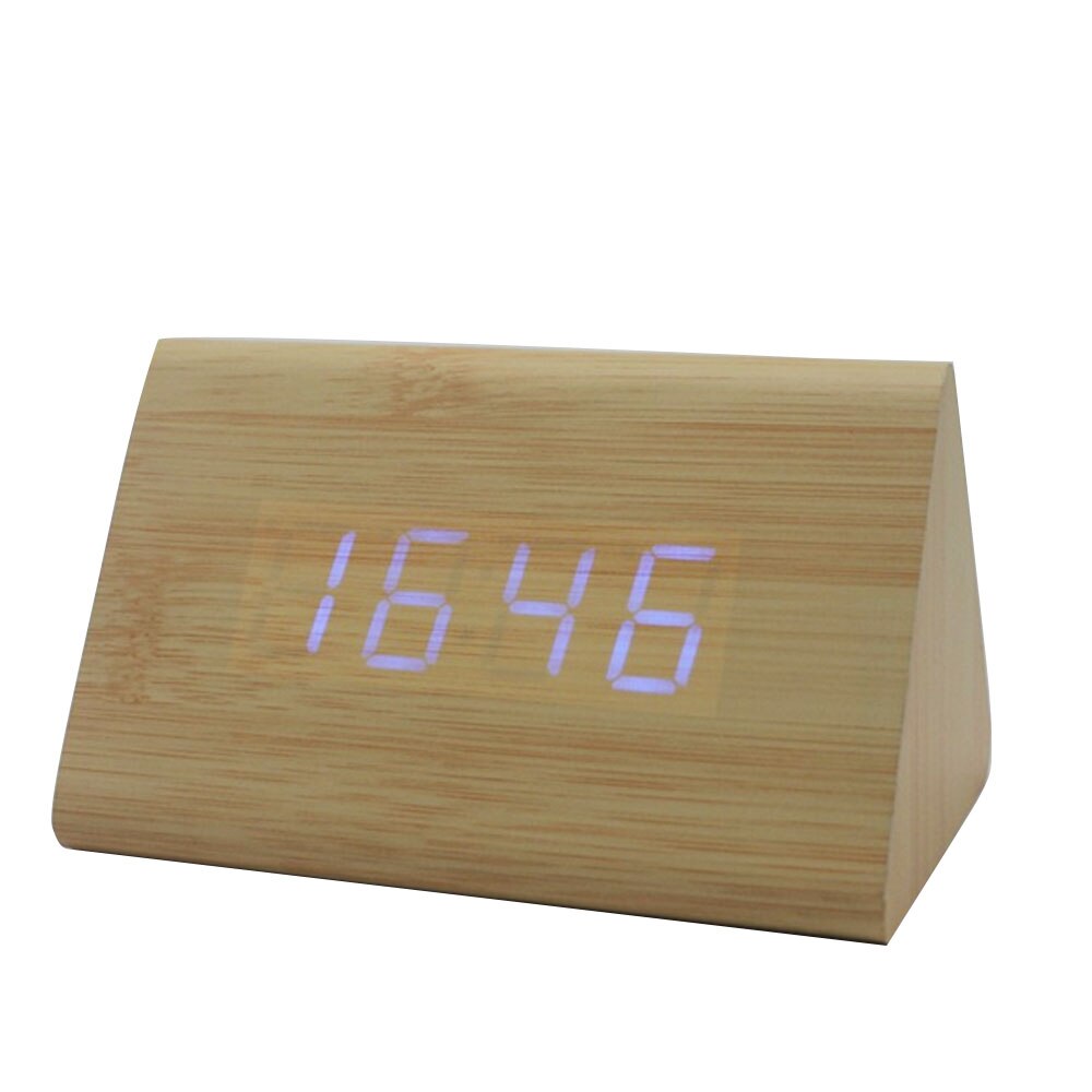 1 pc Wooden Wood Clock Modern Wood Version Digital Electronic Desk Clock LED Display Time for Home Kids Bedroom Office
