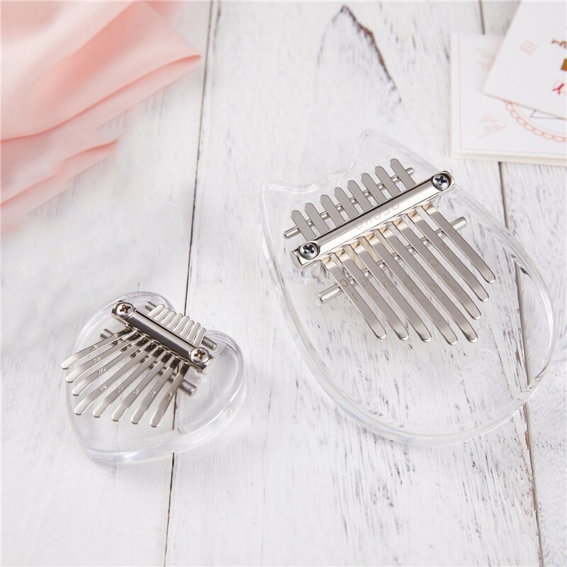 Kalimba portátil transparente de cristal para principiantes, instrumento Musical de pulgar, Piano, Mini Pulgar, 8 teclas, herramientas para el Piano