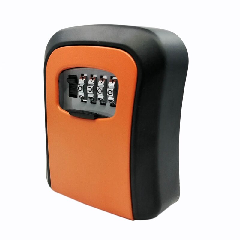 Key Lock Box Wall Mounted Aluminum alloy Key Safe Box Weatherproof 4 Digit Combination Key Storage Lock Box Indoor Outdoo: Orange