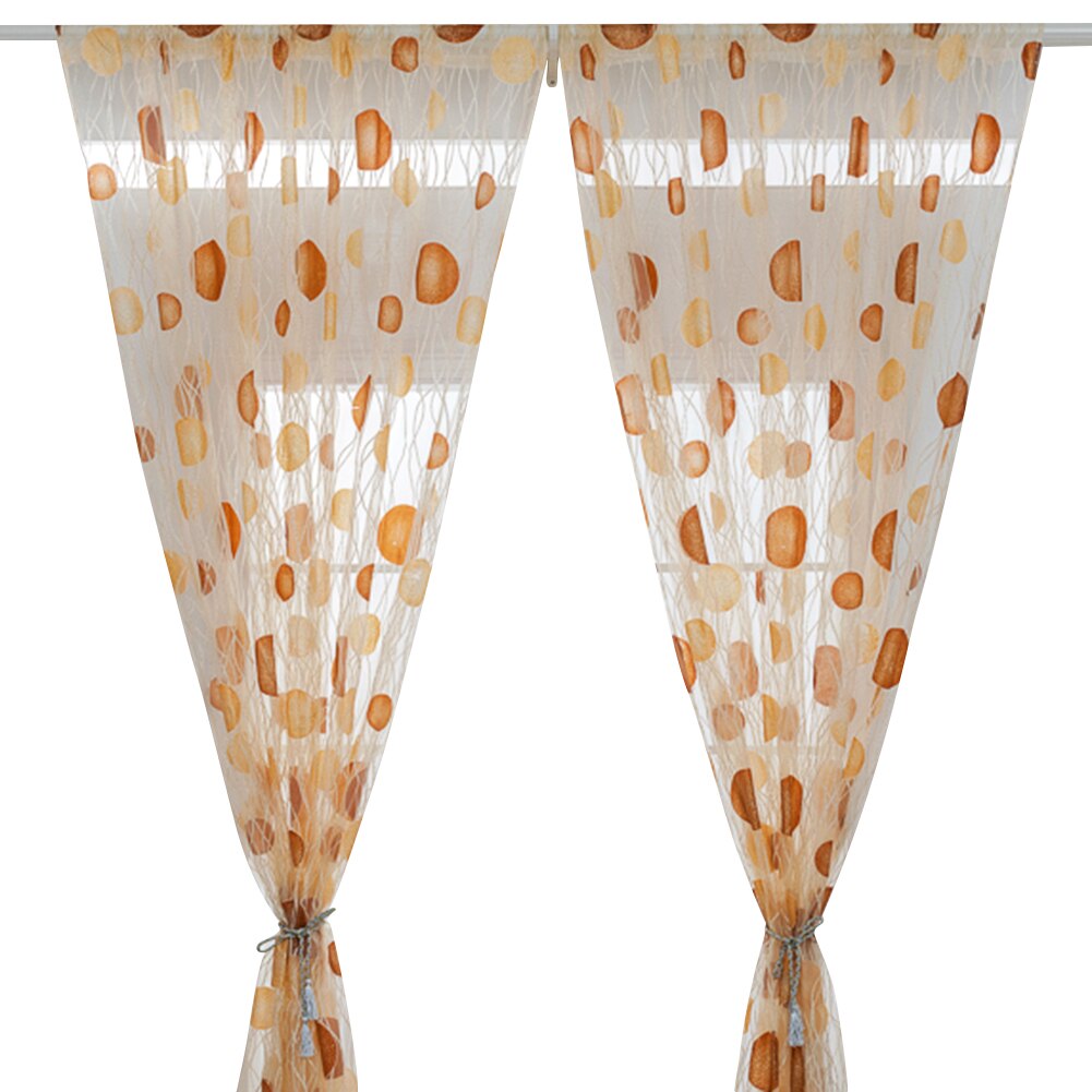 Bedroom Half Shading Window Screen Decor Curve Round Ball Printed Tulle Curtains Home Decoration Polyester Fabric Curtain