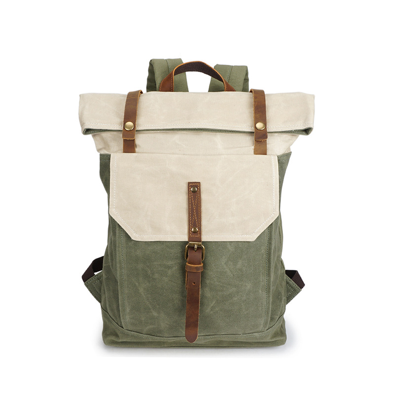 Sac à dos Vintage en toile cirée à l&#39;huile, sac d&#39;école pour adolescent, sacs de jour de voyage imperméables pour ordinateur portable 14 pouces, sac à dos hommes/femmes