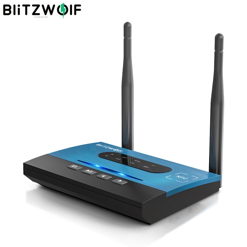BlitzWolf BW-BR7 NFC-habilitado para Iro de Safea, receptor de transmissor de áudio compatível com Bluetooth V5.0, 3,5 mm Aux/2 RCA Aux/Optical HiFi Wireless Audio Adapter para Nintendo Switch Xbox TV PC