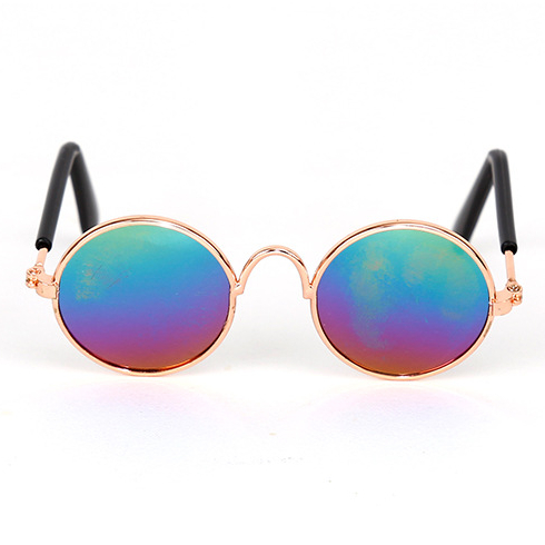 Leuke Vintage Ronde Kat Zonnebril Huisdier Foto's Rekwisieten Reflectie Brillen Bril voor Katten Kleine Hond Hond Kat Accessoires: Zilver