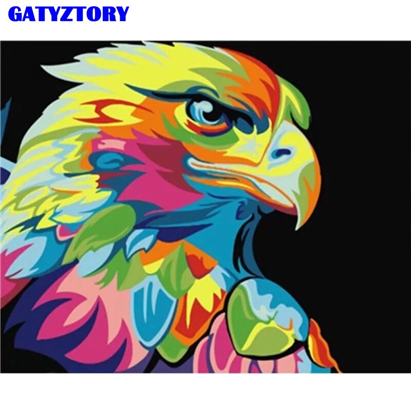 GATYZTORY Frame Paints By Numbers Coloring Eagle Animals Pictures Oil Painting By Numbers Set Canvas Wall Set