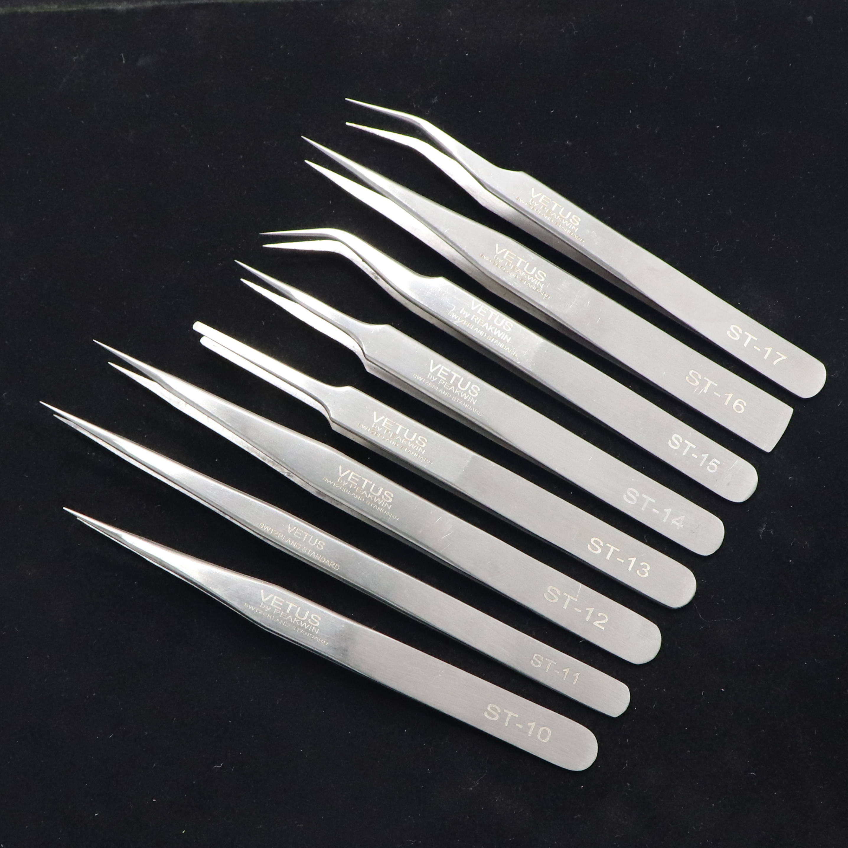 Volume Lash Tweezers Stainless Steel Anti-static Curved Straight Tip Eyelash Tweezers for Eyelash Extension Makeup Tool