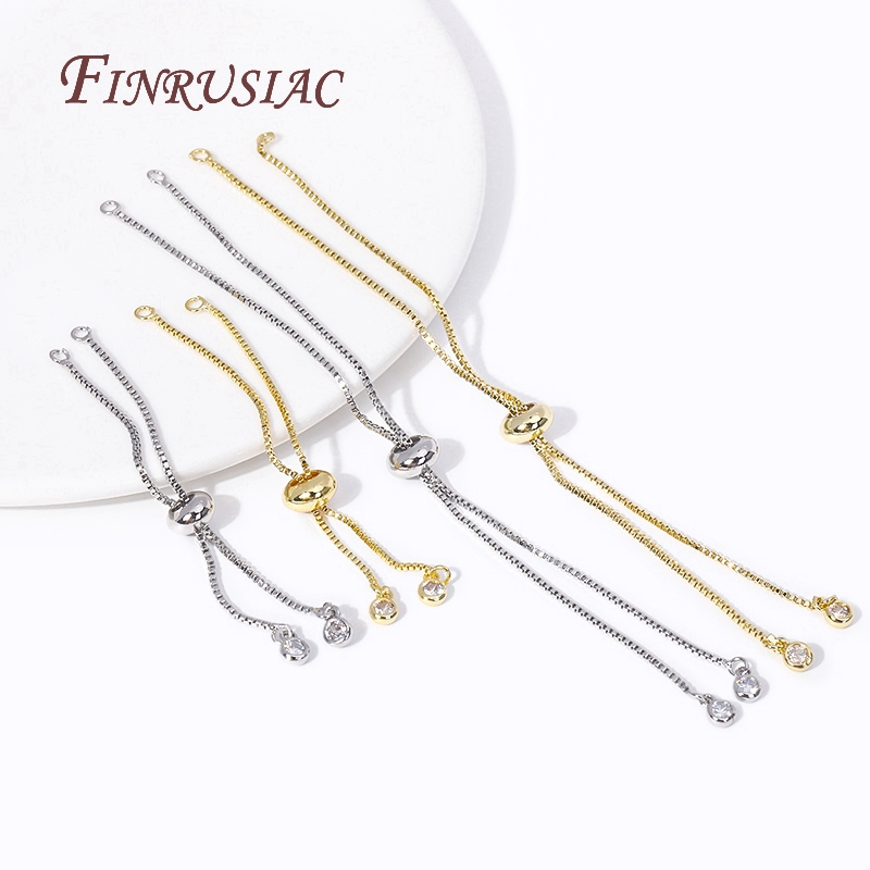 Componente de pulsera de cadena de caja chapada en oro de 18 quilates con cuentas de inserción de silicona para collar DIY, accesorios para hacer joyas al por mayor