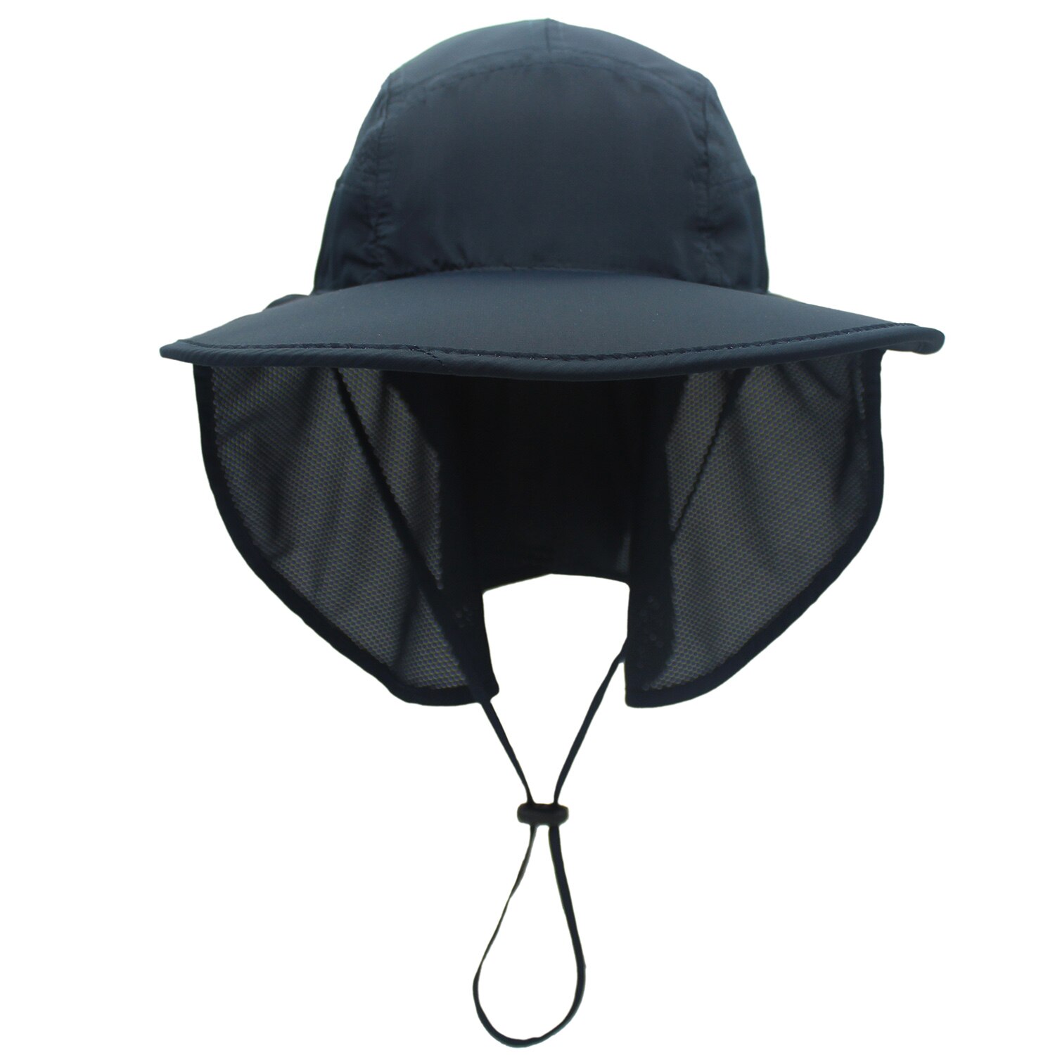 Outfly bredbredt solhat til mænd og kvinder om sommeren polyester hurtigtørrende hat bjergfiskeri spand hatte med nakkebeskyttelse: Marine blå