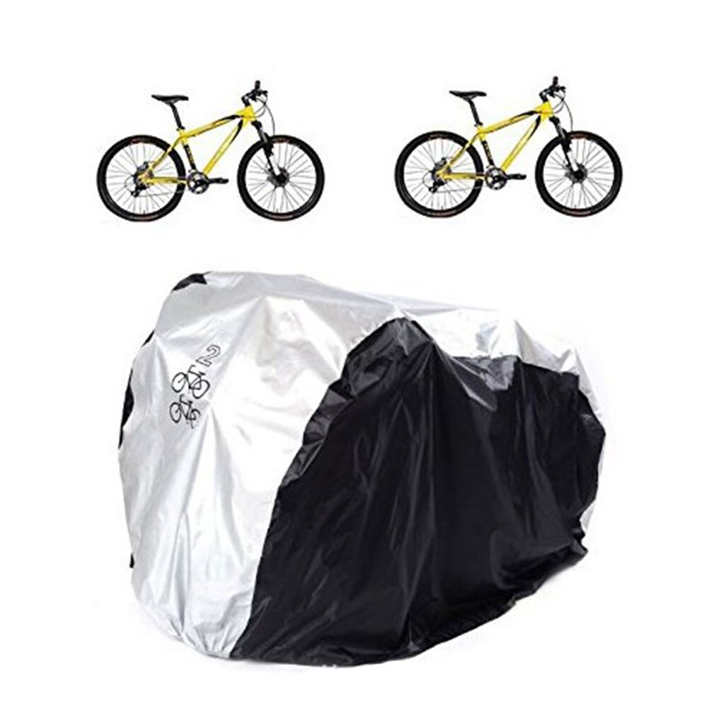 Wasserdicht Bike Abdeckung Doppel 2 Fahrrad Zyklus Roller Regen und Staub Beständig UV Schutz für Bikes (Silber und Schwarz, M, Zwei Bik