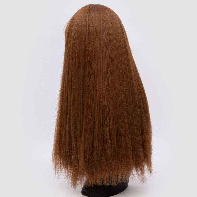 MSIWIGS pelucas Rojas largas con flequillo recto, pelo sintético Natural de fibra resistente al calor, peluca de Cosplay femenina Blanca, Púrpura, verde marrón: Marrón