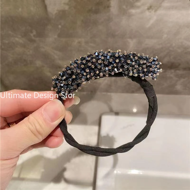 Diademas elegantes para hacer moños mágicos de cristal, horquillas con forma de Donut, bandas para el cabello a la para chicas y mujeres, diadema de peinado Diy, accesorios de herramientas: Verde claro