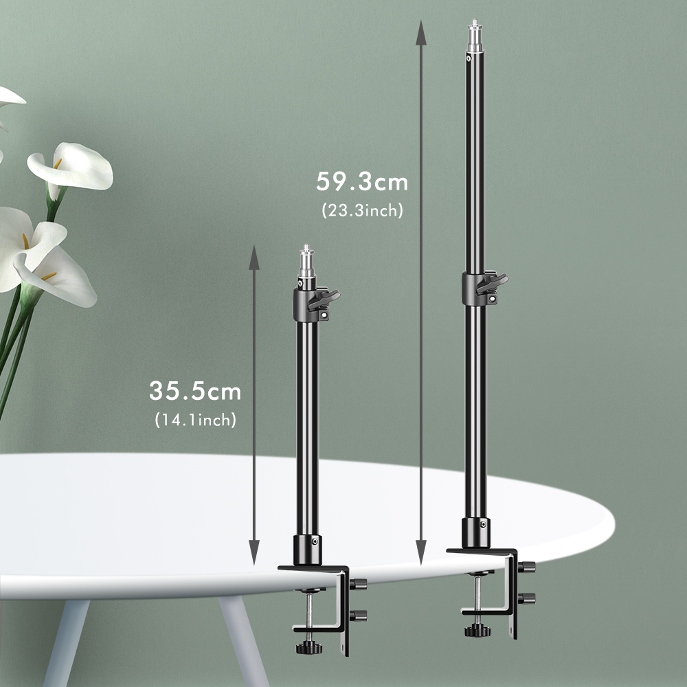 Support de lampe de bureau à pince C avec tête sphérique de 1/4 pouces, support de table réglable pour appareil photo DSLR, éclairage annulaire, moniteur vidéo