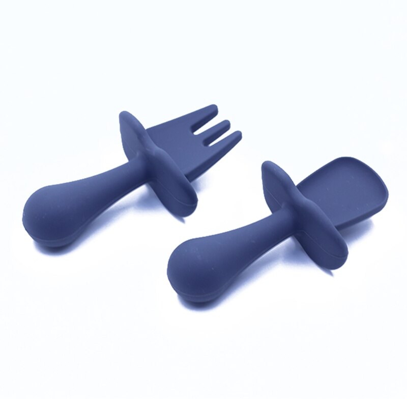 Babyvoeding Lepel Vork Set Zachte Siliconen Voeden Bestek Set Training Lepel: SG