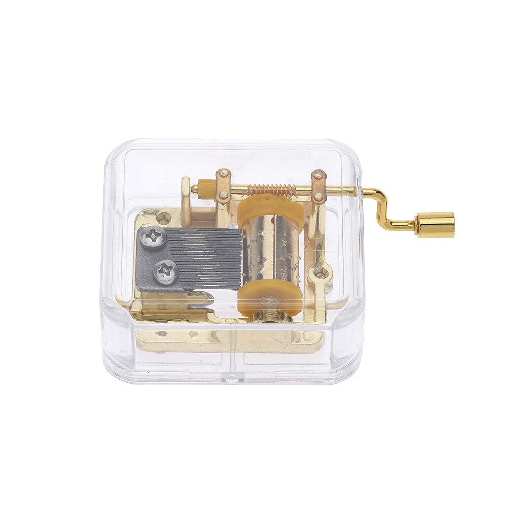 Unique Musical Box Acrylic Hand Crank Music Box Golden Movement Melody Happy Birthday