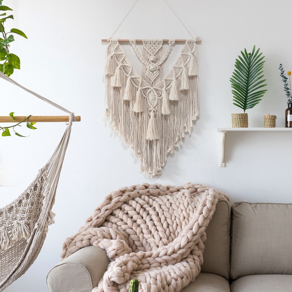 1pcs Macrame Wall Hanging Tapestry Wall Decor Boho Chic Bohemian Woven Art Beautiful Dorm Home Decoration