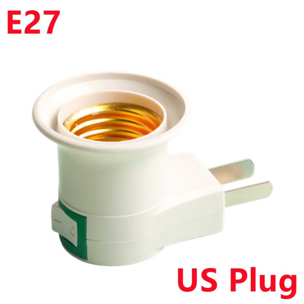 E27- fatning pærefatning lysfatning med afbryder eu/us stik lampefatning energibesparende led bordlampe led-sokkel lampesokkel: Sort